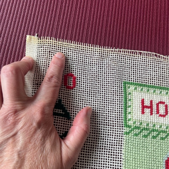 Santa Going Down the Chimney Stocking Needlepoint Canvas Vintage Christmas - Picture 6 of 8